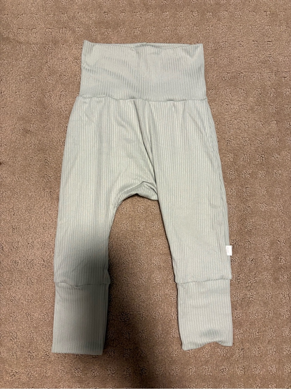Ribbed High-Waist Grow with Me Pants in Light Sage